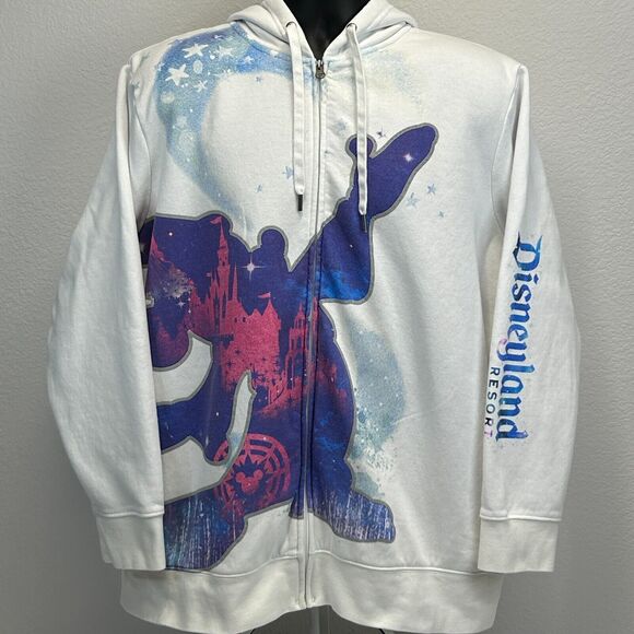 Disneyland Mickey Mouse Hoodie White Sorcerers Apprentice Disney 2017 Womens 2X - Picture 2 of 8
